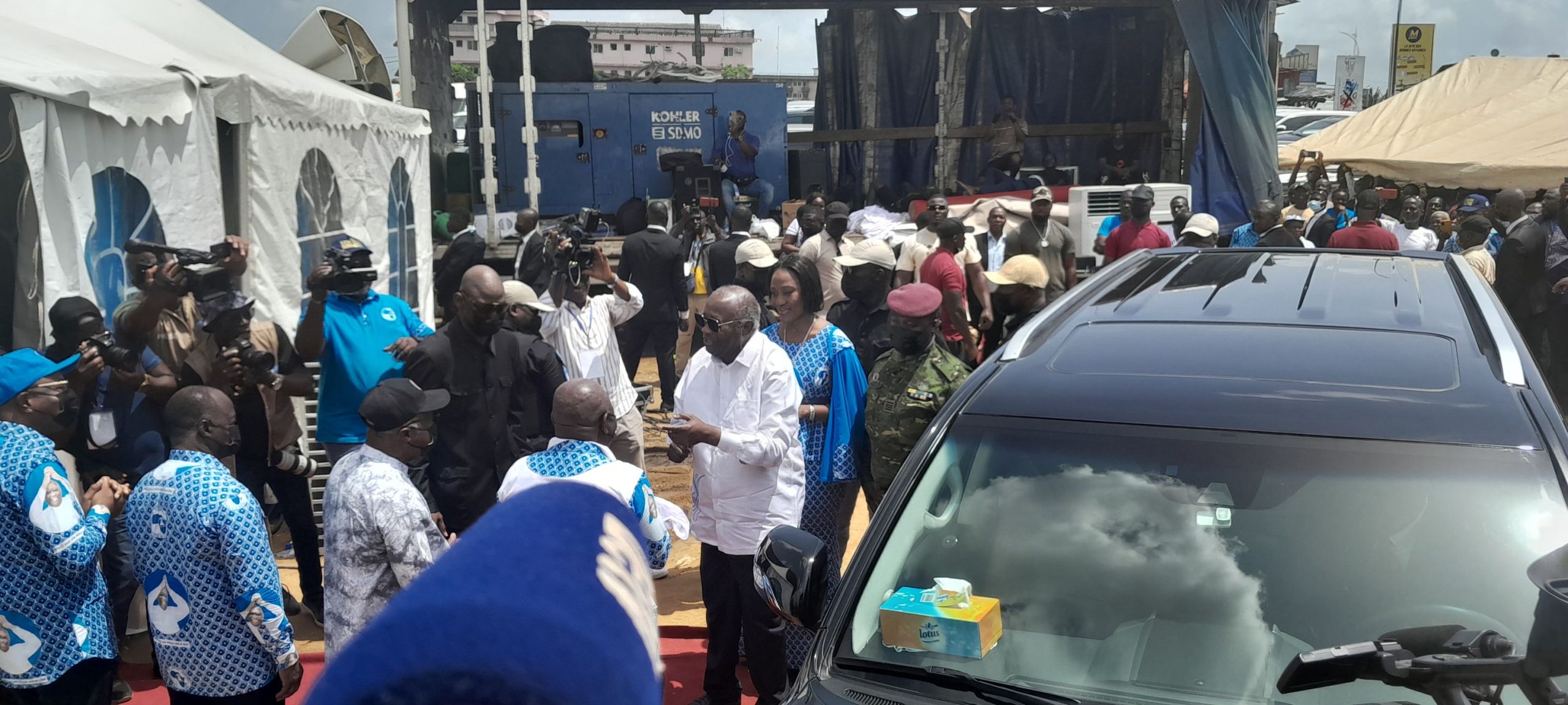 Fête de la Renaissance du PPA CI Arrivée de Laurent Gbagbo à la place