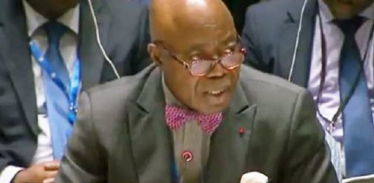 Bernard Tanoh-Boutchoué, lors de son dernier discours au conseil de sécurité de l'Onu