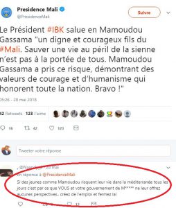 Capture du Tweet du président malien Ibrahim Boubacar Kéita 