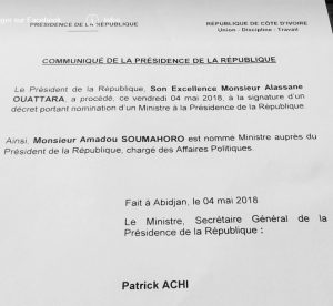 Amadou Soumahoro nommé ministre