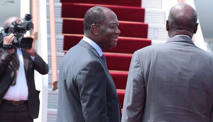 Alassane Ouattara quittant la Côte d'Ivoire le 9 juin 2018