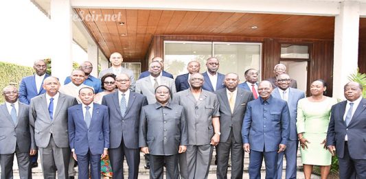 Henri Konan Bédié et les ministres PDCI, le jeudi 9 août 2018