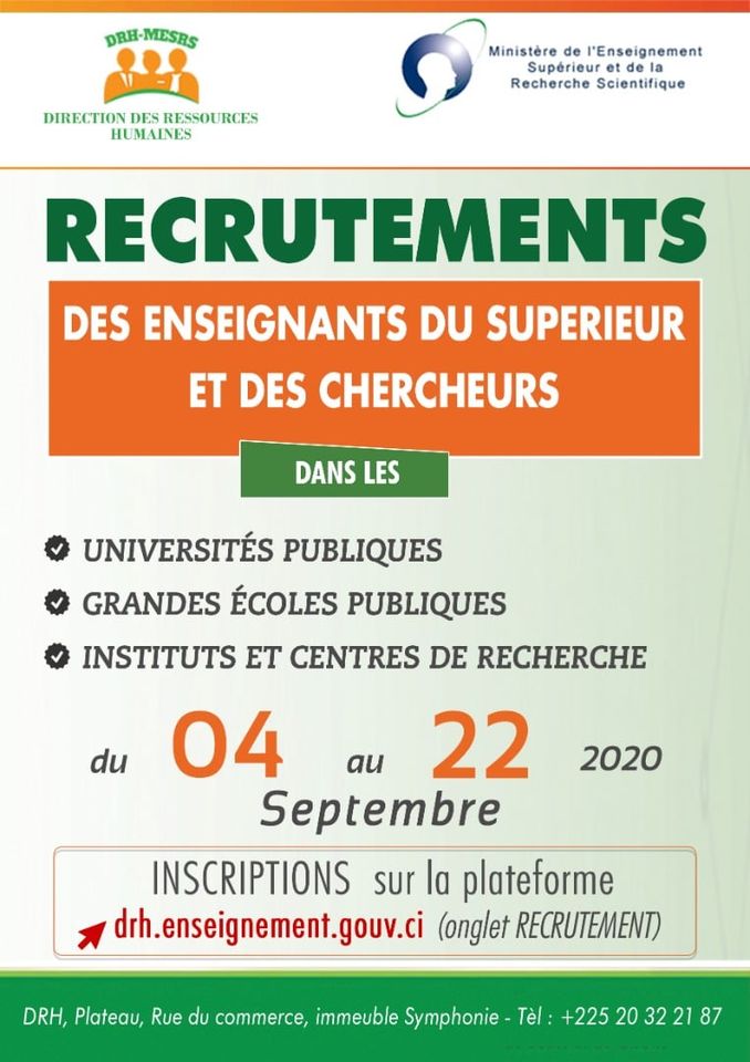 Cote D Ivoire Recrutement Des Enseignants Du Superieur Yeclo Com