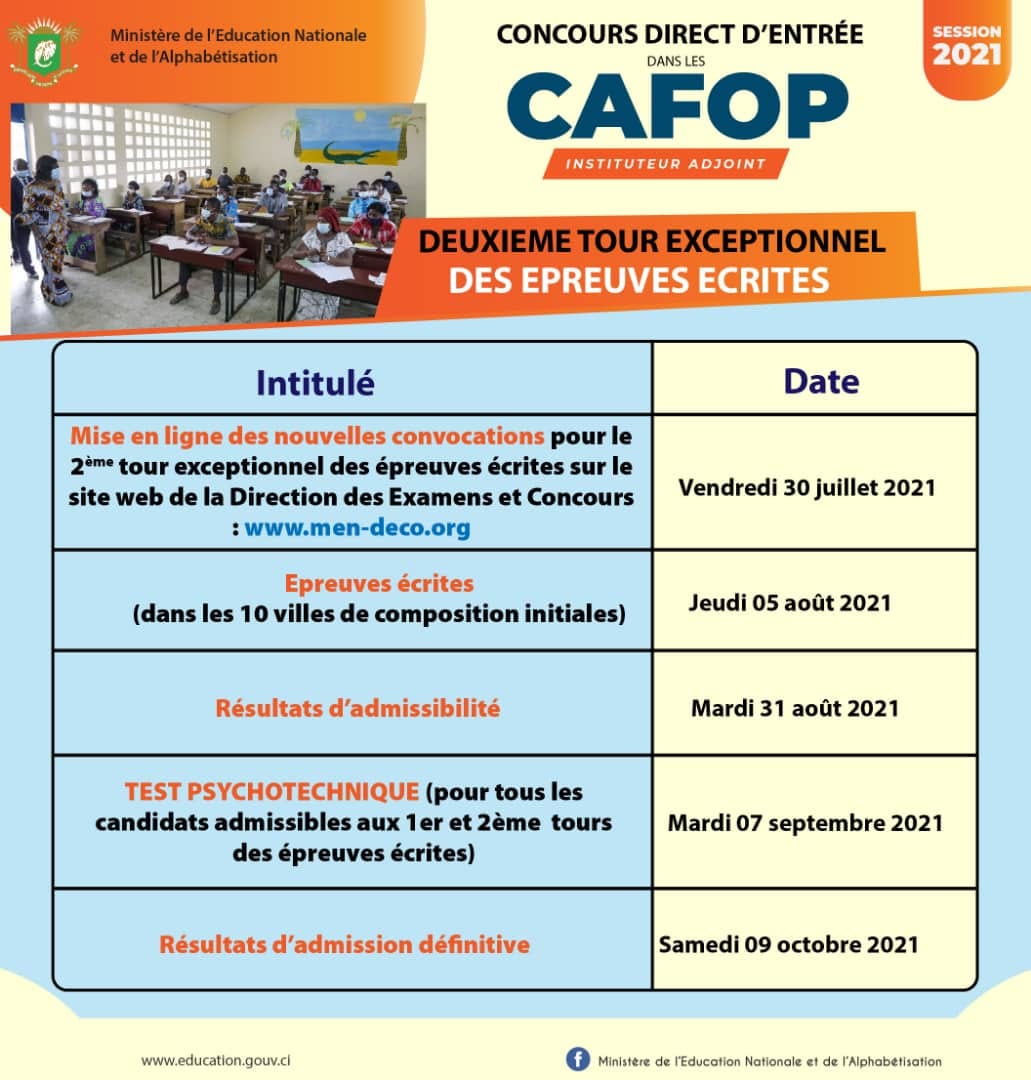 Concours Cafop Convocations Tour Disponibles Yeclo Com